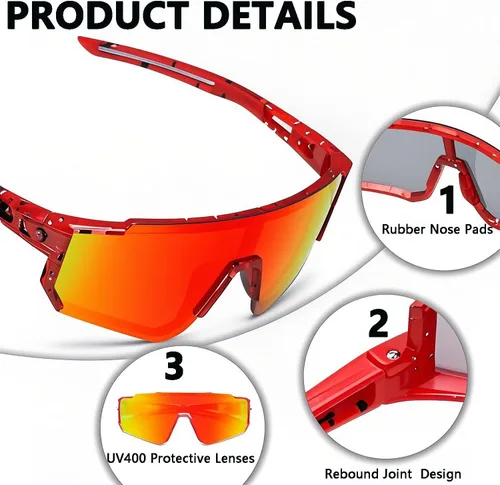 Miniatura 16 de Paquete de 2 lentes de sol de béisbol para niños y jóvenes, gafas de sol deportivas para niños y niñas, gafas de golf para ciclismo, correr, golf