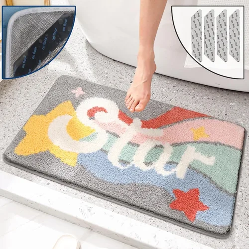 Miniatura 13 de Alfombras de baño de lujo, de 0.78 pulgadas de grosor, extra suaves, absorbentes, no se desprende, se lavan a máquina, alfombra de felpa lanuda Aa001