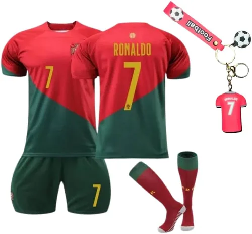 KickOffKits #7 Ronaldo Portugal World Cup Jersey Uniforme para niños Equipo deportivo, JerseyPantalones cortosCalcetinesRegalo para niño y niña