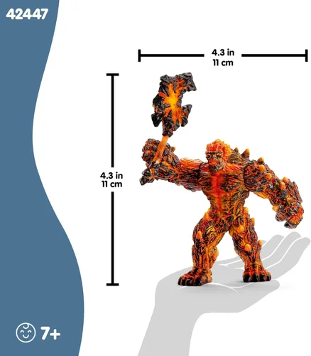 Miniatura 5 de Schleich Eldrador Creatures - Figurina de monstruo de lava con hacha de batalla para jugar - Figura de acción de golem de fuego gigante posable