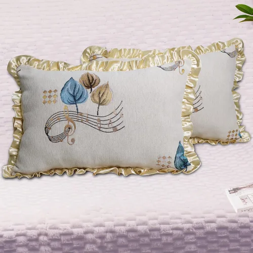 SZHELEJIAM Juego de 2 fundas de almohada con volantes de 12 x 20 pulgadas, fundas de cojín decorativas de felpilla suave jacquard para sofá,