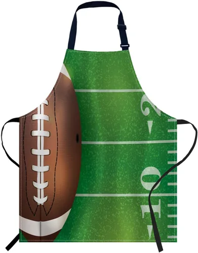 oFloral Delantal de campo de fútbol americano y pelota, unisex, ajustable, delantal de chef de cocina, delantal para mujeres y hombres para cocina