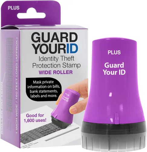 Guard Your ID Wide Advanced Roller 2.0 - Sello de seguridad para prevención de robo de identidad, color morado Púrpura