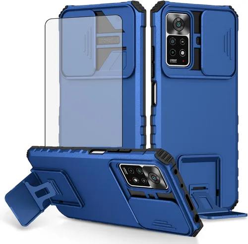 Miniatura 11 de Asuwish Funda de teléfono para Xiaomi Redmi Note 11 Pro 4G/5G con protector de pantalla de vidrio templado y cubierta de cámara deslizante Soporte