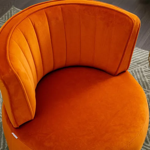 Miniatura 7 de Silla giratoria de terciopelo, sillón giratorio tapizado de 360 grados, moderno y cómodo sillón redondo para sala de estar pequeña, dormitorio