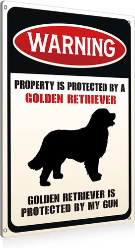 Miniatura 12 de BEASTZHENG Letreros de metal divertidos de advertencia de perro para decoración de pared, propiedad está protegida por un beagle está protegido por