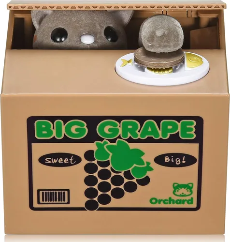HmiL-U Caja de Dinero de Gato que Roba Monedas, Hucha para Niños, Caja de Monedas para Ahorrar, Robo Automático de Dinero con Habla en Inglés,