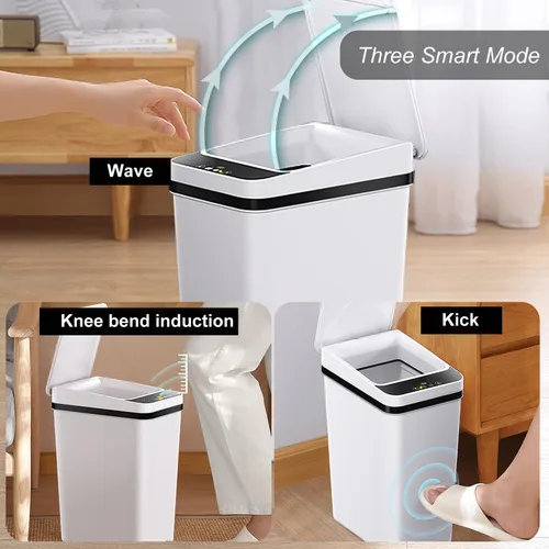 Miniatura 2 de Yatmung Cubo de Basura Delgado Automático Sin Contacto - Cubo de Basura Automático de 4 Galones con Sensor de Movimiento para Baño - Eléctrico