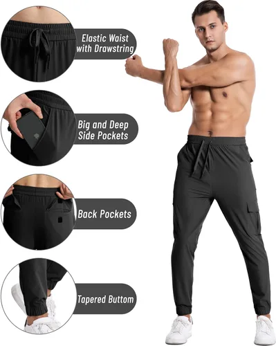 Miniatura 5 de Y YERFONE Cargo Pants for Men Slim Fit Joggers for Men Workout Athletic Hiking Golf Track Pants with Pockets