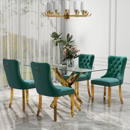 Miniatura 71 de Juego de comedor de 3 piezas con superficie de vidrio transparente, juego de comedor cuadrado minimalista moderno de 36'', juego de mesa de cocina