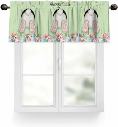 Miniatura 34 de Cenefa de cortina con lazo rojo de Navidad para ventanas, sala de estar, cocina, baño, granja, bolas de Navidad de acuarela con diseño de bayas