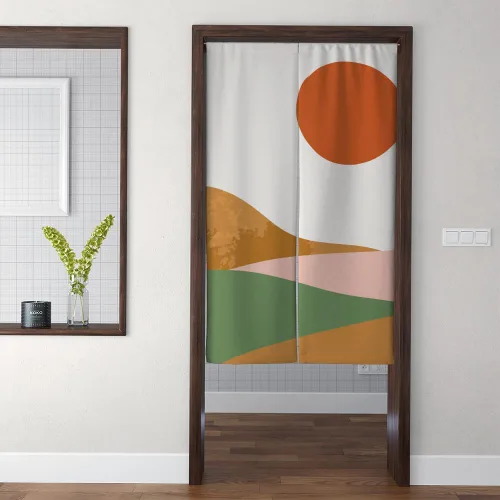 Miniatura 3 de Sun Mountain - Cortina japonesa para puerta, tapiz Noren de arte moderno para colgar en la pared, decoración del hogar, cortinas de tamaños