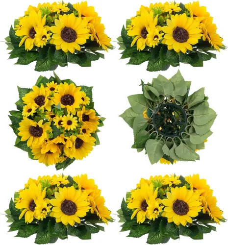 Miniatura 36 de BLOSMON Bolas de flores, centros de mesa de rosas de boda: 2 piezas de flores falsas carmesí decoración de bolas de besos Arreglos florales