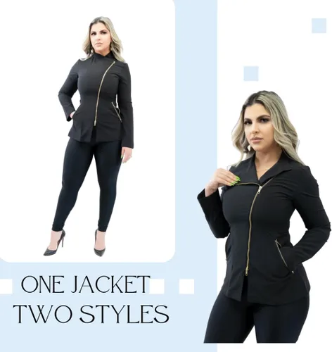 Miniatura 2 de All in beauty Ropa quirúrgica negra para mujer, cremallera dorada, uniforme de esteticista para spa, chaqueta de esteticista de manga larga
