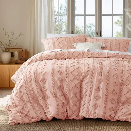 Miniatura 10 de Bedsure Funda de edredón bohemia, tamaño Queen, suave y cómoda, diseño elegante, ropa de cama bohemia para decoración, lavable a máquina, para todas