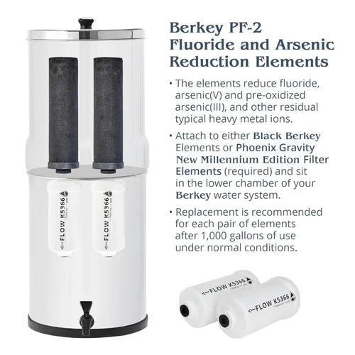 Miniatura 5 de Travel Berkey - Filtro de agua alimentado por gravedad con 2 elementos Berkey negros + 2 elementos de flúor Berkey PF-2 y reducción de arsénico, uso