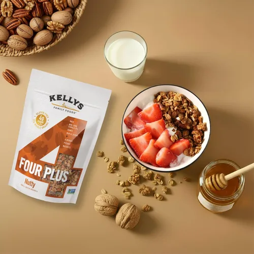 Miniatura 5 de Kellys Four Plus Granola Cereal Nutty Healthy Granola para yogur Snacks hechos a mano para el desayuno – 12 onzas