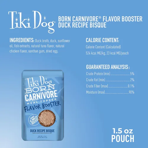 Miniatura 5 de Tiki Dog Born Carnivore Flavor Booster, bizcocho de receta de pato, golosina a base de carne sin granos, adorno de comida para todas las razas