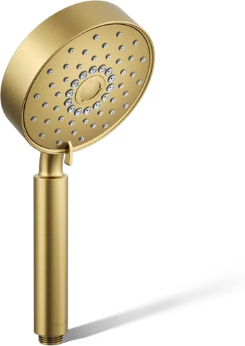 KOHLER 22166-2MB Purist - Ducha de mano con cuatro funciones, cabezal de ducha de mano con 3 ajustes de pulverización, 2.5 GPM, latón moderno Latón