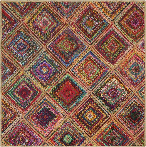 Miniatura 24 de Natural Jute Collection - Alfombra cuadrada de 3 x 3 pies, alfombra de yute trenzada a cuadros multicolor de 0.27 pulgadas de grosor, ideal