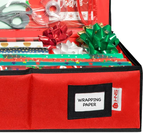 Miniatura 8 de HOLDN' STORAGE Contenedor de Almacenamiento de Papel de Regalo Premium - Duradero 600D a Prueba de Desgarros, Cabe 27 Rollos de Papel de Regalo, Rojo
