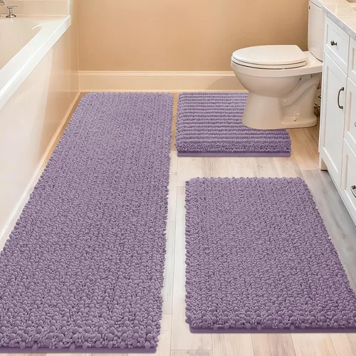 Miniatura 68 de ACCUMTEK - Juego de 2 alfombras de baño de lujo en color beige de 32"x20"+24"x17", alfombras de baño ultra suaves y gruesas absorbentes, alfombra