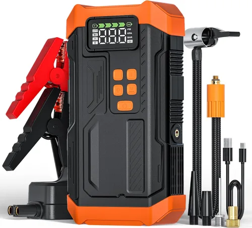 Miniatura 8 de Arrancador de 5000 A Povasee A40 Arrancador de Batería de Coche, Paquete de Energía Portátil de 12 V para Todos los Motores de Gasolina y Diésel