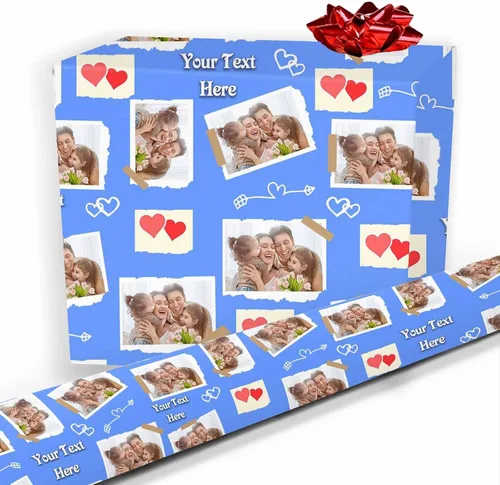 Miniatura 39 de Papel de regalo personalizado, divertido papel de regalo para cara, foto, nombre, Día del Padre, rollo de regalo para papá, hombres, mujeres, niños