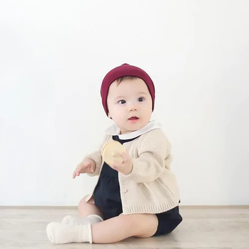 Miniatura 2 de Kaariss - Gorro tejido de algodón suave, tierno sombrero para infantes, niños, bebes