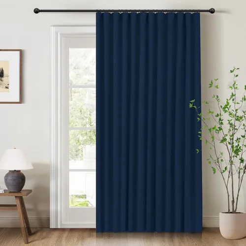 Miniatura 43 de INOVADAY Cortinas 100% opacas para dormitorio, cortinas opacas de 84 pulgadas de largo, cortinas opacas de lino con anillos de clip, aislamiento
