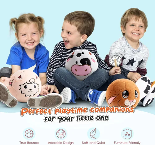 Miniatura 2 de VangeBow Pelotas de fútbol silenciosas para interior para niños pequeños de 1 a 3 años, juguetes de fútbol de peluche suave inflable para bebés