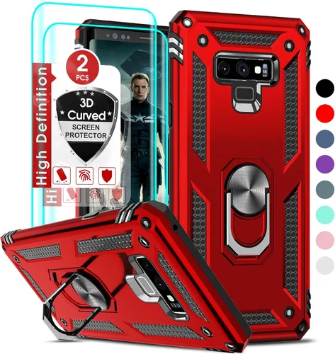 Miniatura 9 de LeYi Funda para Samsung Galaxy Note 9 con protector de pantalla curvado 3D, grado militar, a prueba de golpes, con soporte de anillo y soporte