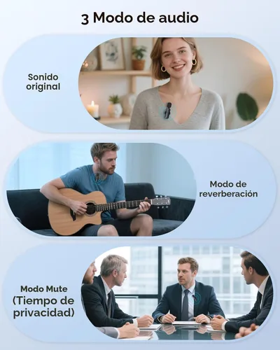 Miniatura 6 de Mini micrófono inalámbrico para iPhone, micrófono Bluetooth Lavalier para grabación de video, paquete de 2 micrófonos de solapa con clip