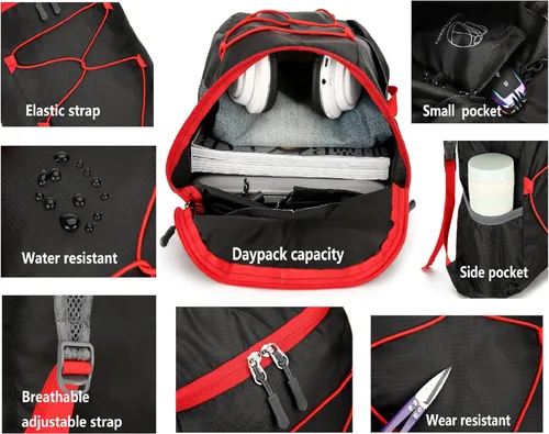 Miniatura 2 de Levayhill 16L Mochila ligera plegable para senderismo, mochila de día pequeña y plegable para viajes, bolsa de gimnasio ultraligera y resistente al