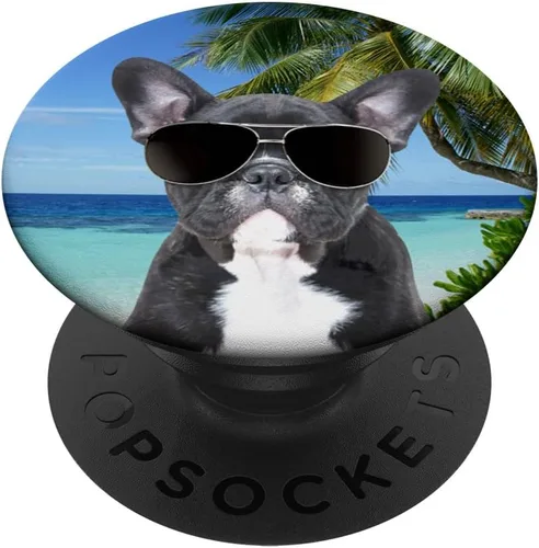 Gafas de sol de playa con diseño de Bulldog francés Frenchie para perros divertidos PopSockets agarre y soporte para teléfonos y tabletas, Negro