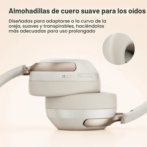 Miniatura 3 de LORELEI QC30 Auriculares híbridos con cancelación activa de ruido, Bluetooth inalámbrico sobre la oreja, piel proteica beige, control activo