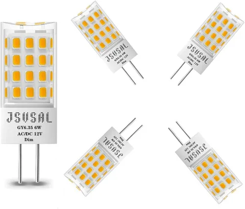 Miniatura 12 de Bombilla LED GY6.35 regulable, T4 JC tipo GY6.35/G6.35 base bi-pin, AC/DC 12V blanco cálido 2700K, 6W equivalente a 50-65W G6.35/GY6.35