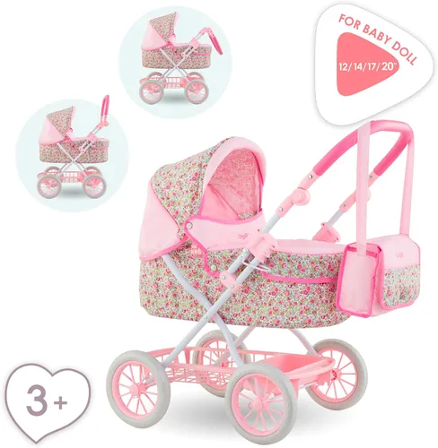 Miniatura 4 de Corolle Cochecito de muñeca de bebé para niñas, cochecito de bebé plegable de juguete para muñecas con diseño de carro, cochecito rosa