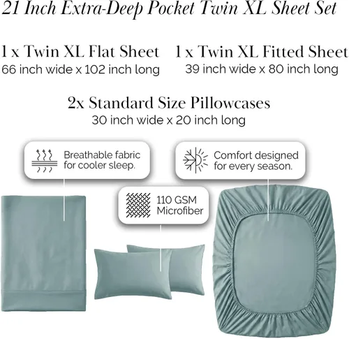 Miniatura 304 de Southshore Fine Living, Inc. Juego de 7 piezas de sábanas King divididas para cama ajustable, juego de sábanas King divididas con bolsillo de 21