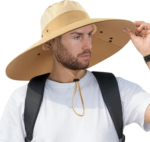 Miniatura 9 de Sombrero de pesca de ala súper ancha UPF 50+, sombrero de safari solar con solapa extraíble para el cuello