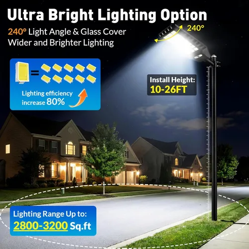 Miniatura 3 de Solar Street Light Outdoor Waterproof, 23” Large Solar Light with Motion Sensor, 6500K Dusk to Dawn Security LED Flood Light, Commercial Outdoor