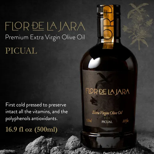 Miniatura 2 de FLOR DE LA JARA Aceite de oliva virgen extra premium - Primera prensa en frío - Monovarietal - Cosechado a mano - Rico en polifenol - Última cosecha