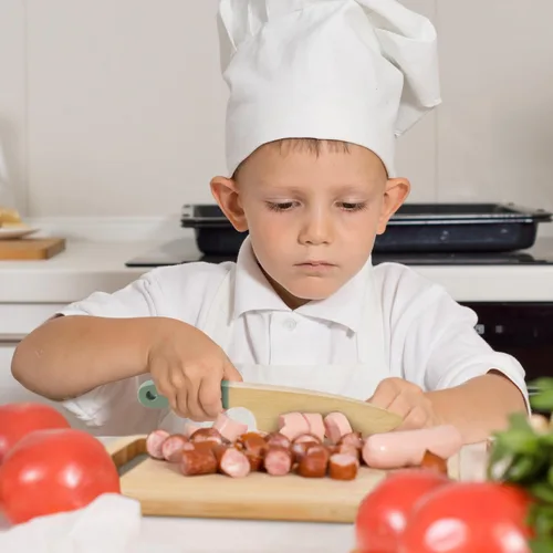 Miniatura 6 de Juego de cocina y horneado de madera para niños, herramientas de cocina seguras y reales que dan a los niños una experiencia de cocina divertida.