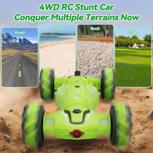 Miniatura 4 de Dysaim Gesture RC Car, juguetes regalos de cumpleaños para niños de 6 a 12 años de edad, auto de control remoto 4WD, rotación de 360°, Verde