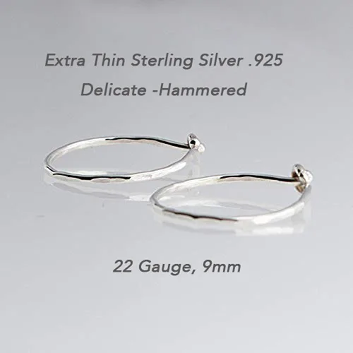 Miniatura 11 de Aretes de plata de ley abiertos para cartílago, tragus, delgados, calibre 22