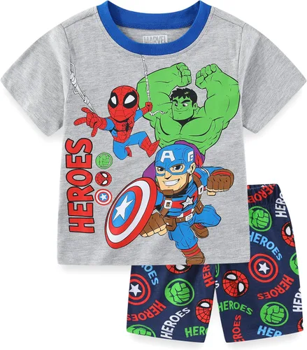 Marvel Conjunto de camiseta y pantalón corto de manga corta para niños pequeños de los Vengadores