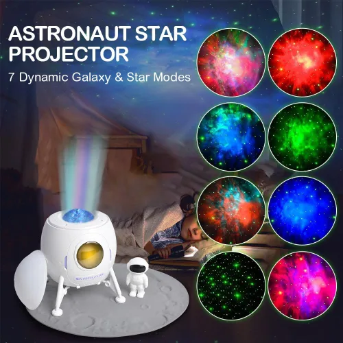Miniatura 2 de Proyector de estrellas y galaxias astronautas, luz nocturna, Space Man Lander Astronauta Buddy Starry Nebula Proyector de techo Sky LED Starlight