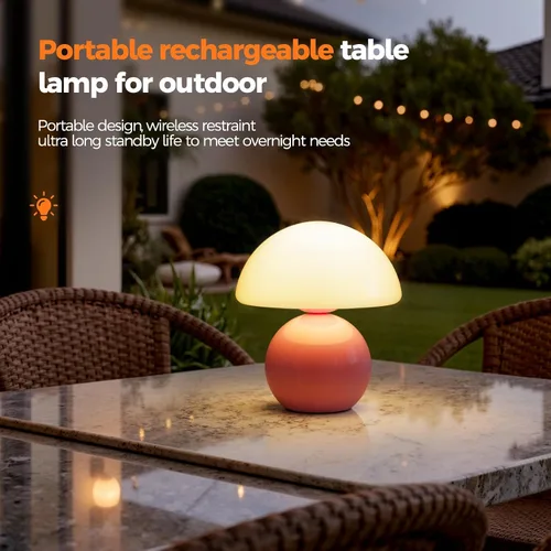 Miniatura 7 de NIORSUN Lámpara de Mesa con Forma de Hongo para Dormitorio, Lámpara de Mesa Portátil Inalámbrica, Lámpara Inalámbrica, Pequeñas Lámparas Táctiles