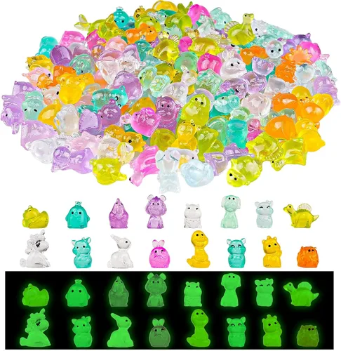 200 piezas de animales luminosos en miniatura de resina para esconder pequeñas criaturas que brillan en la oscuridad para accesorios de decoración