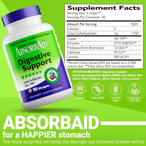 Miniatura 5 de Nature's Sources AbsorbAid - Soporte digestivo - 90 Vcaps